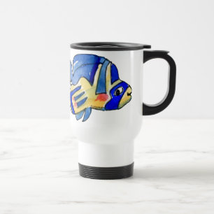 Caneca Térmica Azul Cartoon Butterfly Fish