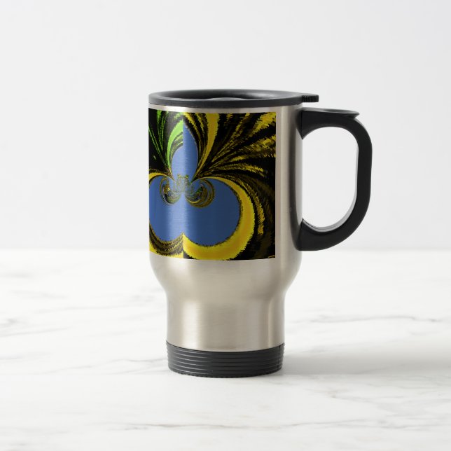 Caneca Térmica Azul Dourado (Direita)