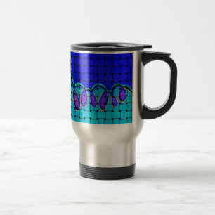 Caneca Térmica Azul Francês Abstrato com Textura Tecida