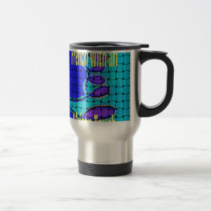 Caneca Térmica Azul Francês Africano Tecido Abstrato Forma Roxa