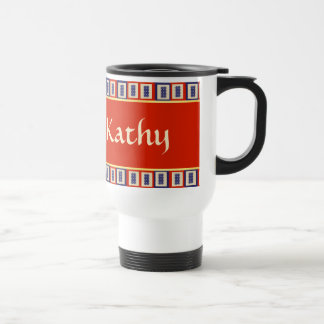 Caneca Térmica Azulejo de oito rodas azul personalizado Mahjong