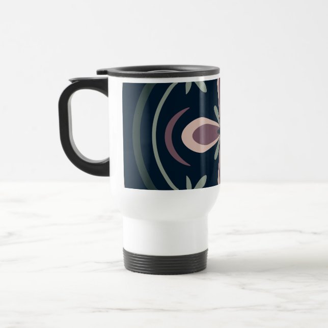 Caneca Térmica Azulejos Florais Geométricos Terrosos (Esquerda)