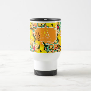 Caneca Térmica Azulejos Mediterrâneos de Limão Laranja Verde