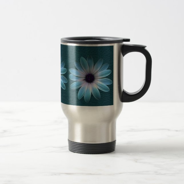 Caneca Térmica Azure Daisy em Impressão de Couro Negro (Direita)