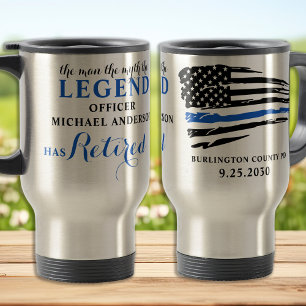Caneca Térmica Baixa Policial Linha Azul Fino Personalizada 