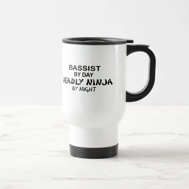 Caneca Térmica Baixista Ninja mortal em a noite (Direita)