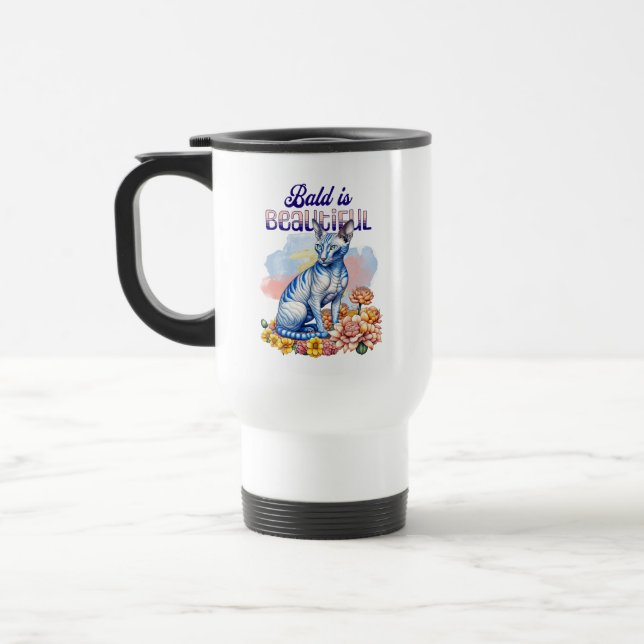 Caneca Térmica Bald é Bonito | Gato sem pelo (Esquerda)