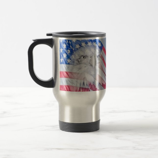 Caneca Térmica Bald Eagle e a bandeira americana (Esquerda)