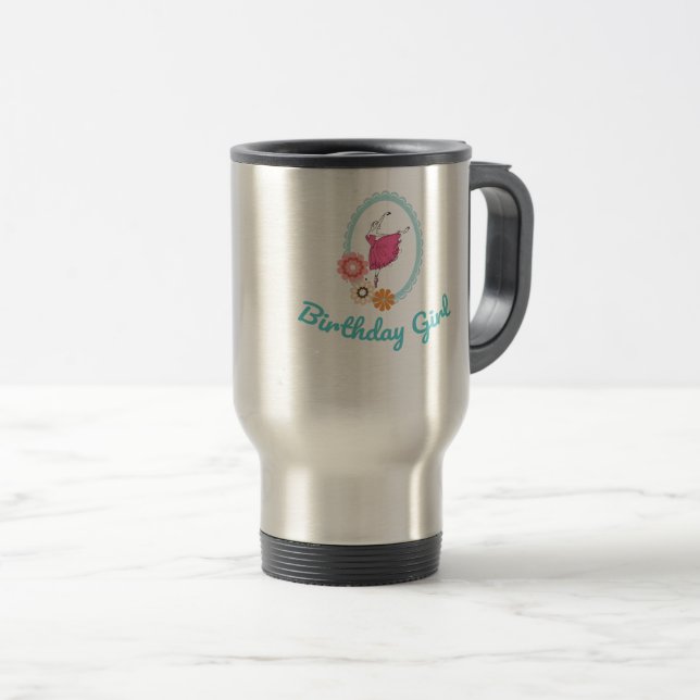 Caneca Térmica Balé Aniversário de Ballerina (Frente Esquerda)
