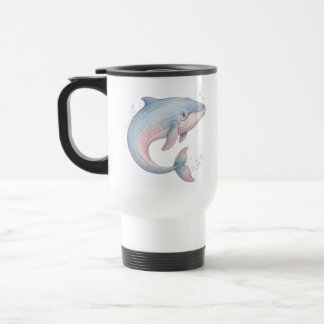 Caneca Térmica Baleia Jubarte Bebê em Aquarela Pastel para Berçár