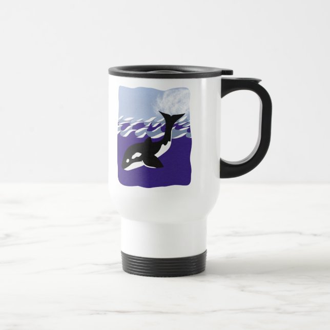 Caneca Térmica Baleia nadando no oceano (Direita)
