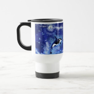 Caneca Térmica Baleias Assassinas na Lua Cheia - Desenho de Arte 