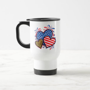 Caneca Térmica Bandeira Americana Coração Leopardo Sublimação-642