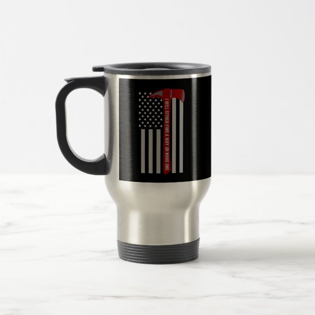 Caneca Térmica Bandeira americana do sapador-bombeiro do herói (Esquerda)
