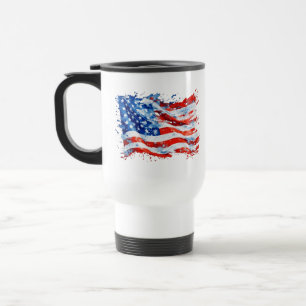 Caneca Térmica Bandeira Americana EUA Aquarela 4 de Julho