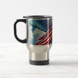Caneca Térmica Bandeira Americana Patriótica com Fireworks - 4 de