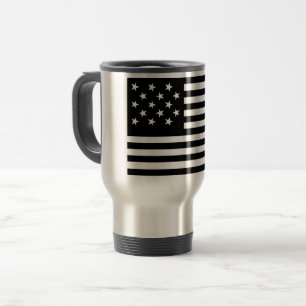 Caneca Térmica Bandeira Americana Preta com Estrelas e Faixas