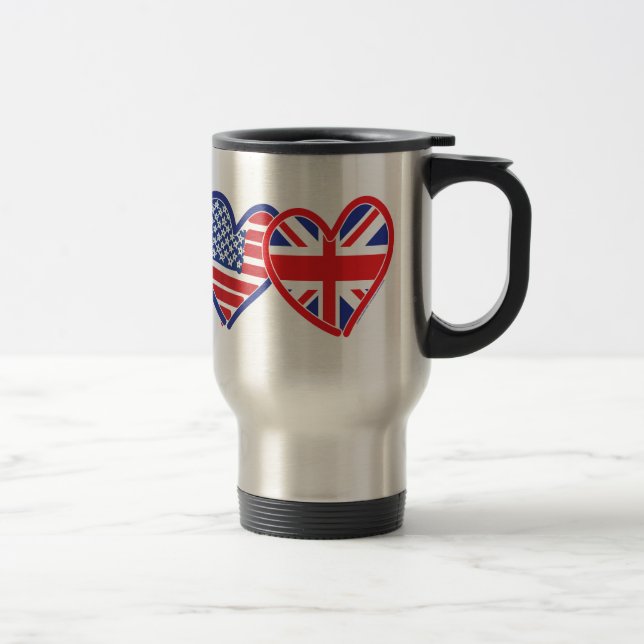 Caneca Térmica Bandeira Americana/União Jack Flag Hearts (Direita)