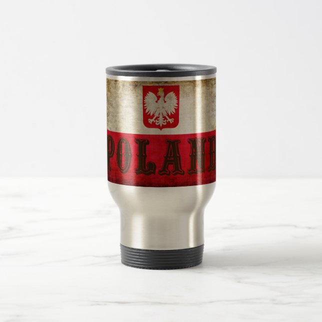 Caneca Térmica Bandeira da Polônia Grunge (Centro)