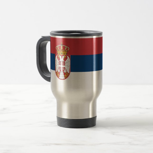 Caneca Térmica Bandeira da Sérvia (Frente Esquerda)