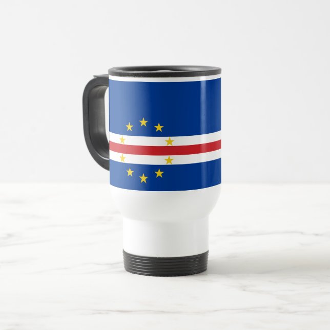 Caneca Térmica Bandeira de Cabo Verde (Frente Esquerda)