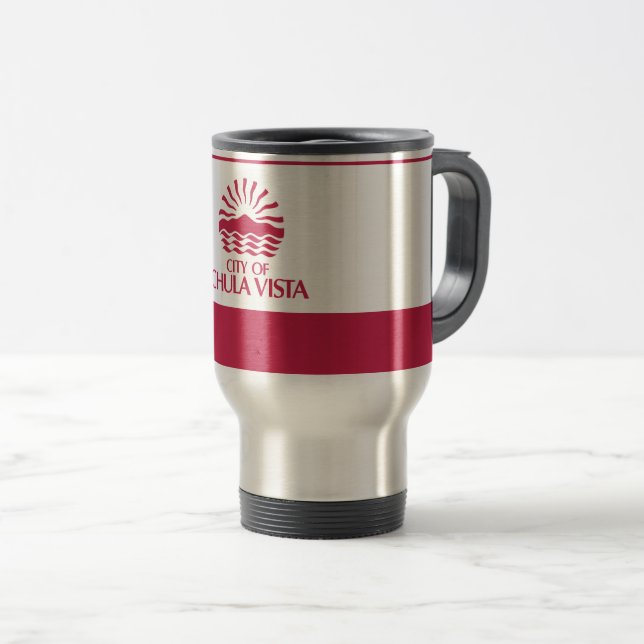 Caneca Térmica Bandeira de Chula Vista, Califórnia (Frente Esquerda)
