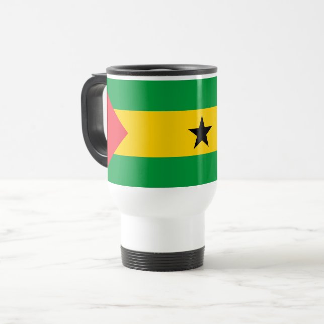 Caneca Térmica Bandeira de São Tomé e Príncipe (Frente Esquerda)