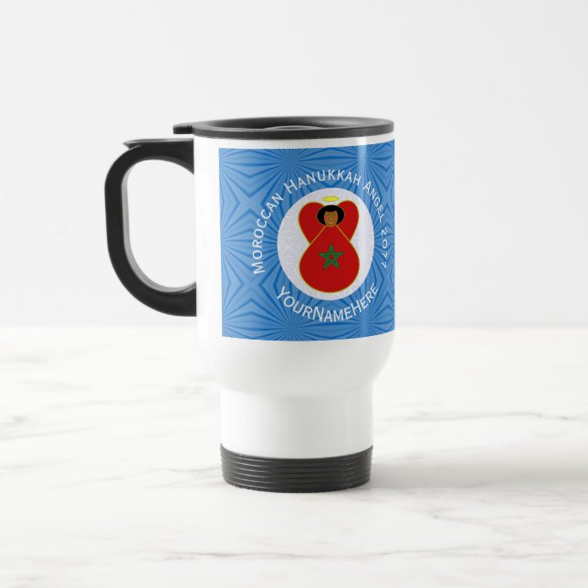 Caneca Térmica Bandeira do Anjo Hanukkah do Marrocos Personalizad (Esquerda)