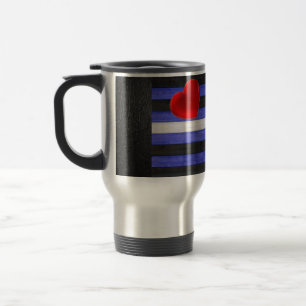 Caneca Térmica Bandeira do orgulho de couro de SlipperyJoe azul r