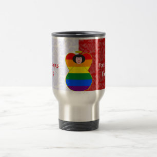 Caneca Térmica Bandeira do Orgulho Gay Anjo de Cabelo Preto Verme
