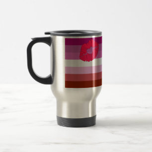 Caneca Térmica bandeira do orgulho lésbico batom SlipperyJoe femi