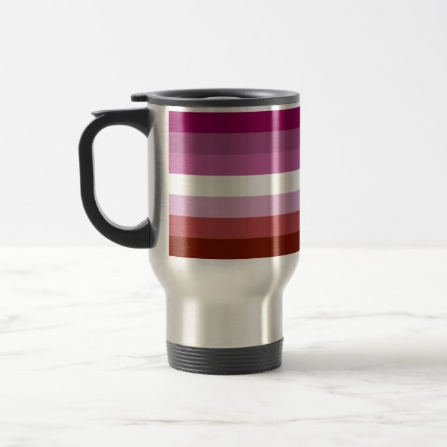 Caneca Térmica bandeira do orgulho lésbico feminino da SlipperyJo (Esquerda)