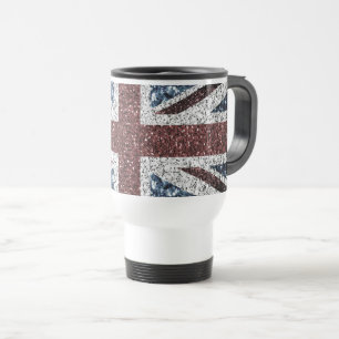 Caneca Térmica Bandeira do Reino Unido Vintage russo brilha