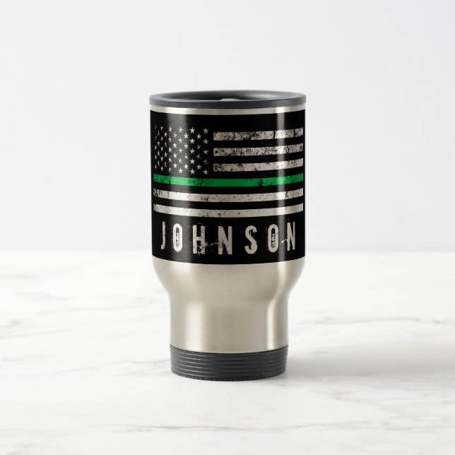 Caneca Térmica Bandeira fina americana afligida da Linha Verde do (Centro)
