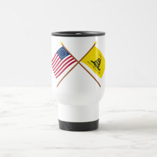 Caneca Térmica Bandeiras cruzadas de Betsy Ross e de Gadsden