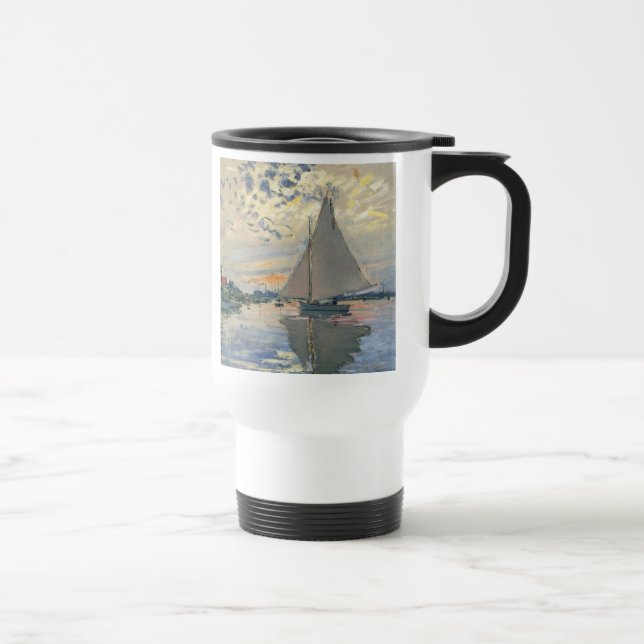 Caneca Térmica Barco à Vela de Monet Impressionismo Francês Arte  (Direita)