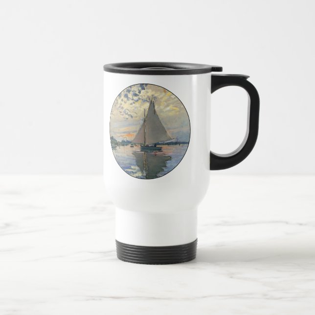 Caneca Térmica Barco à Vela de Monet Impressionismo Francês Arte  (Direita)