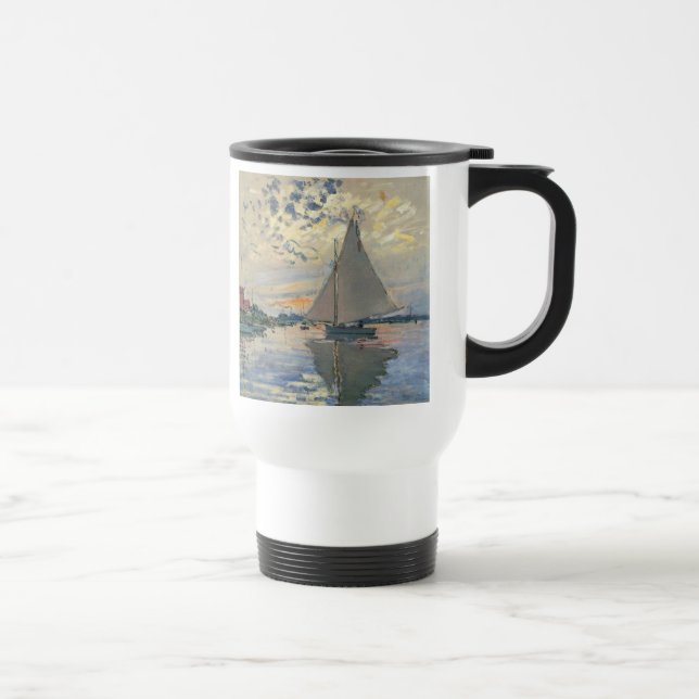 Caneca Térmica Barco à Vela de Monet Impressionismo Francês Arte  (Direita)