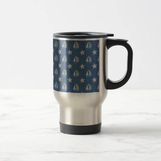 Caneca Térmica Barcos à vela em Blue Linen (Direita)