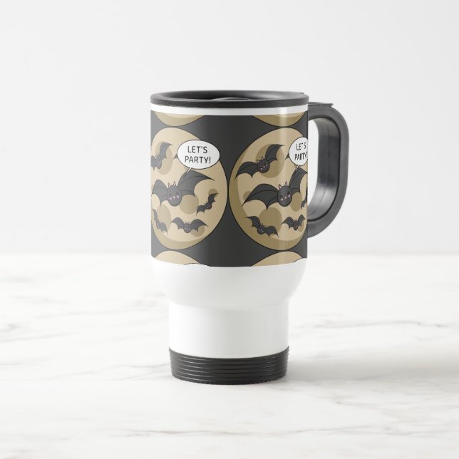 Caneca Térmica Bats Having Party on Full Moon (Frente Esquerda)