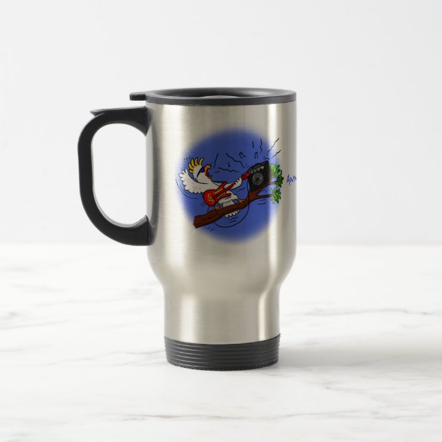 Caneca Térmica Batuta engraçada tocando cartoon de violão (Esquerda)