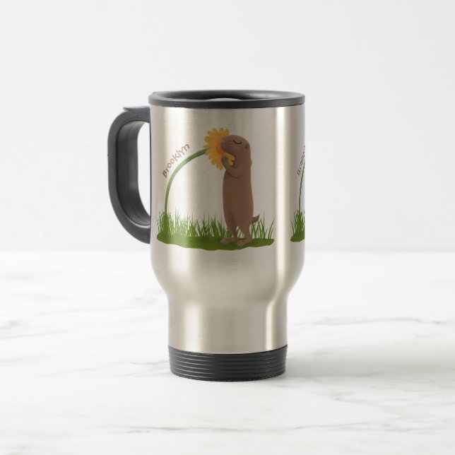 Caneca Térmica BD de cãozinho da pradaria (Frente Esquerda)