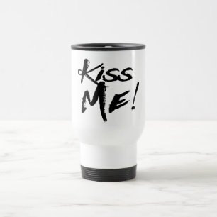 Caneca Térmica Beije Me Preto E Branco Amor