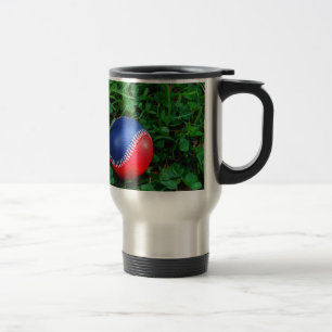 Caneca Térmica Beisebol Vermelho e Azul com Pintura Branca
