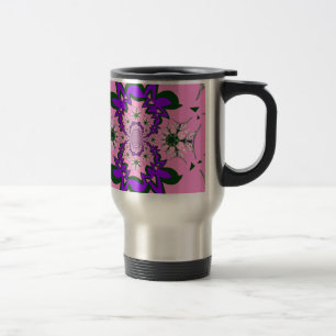 Caneca Térmica Bela Arte de Motivo Floral Rosa Bebê com Sombreado