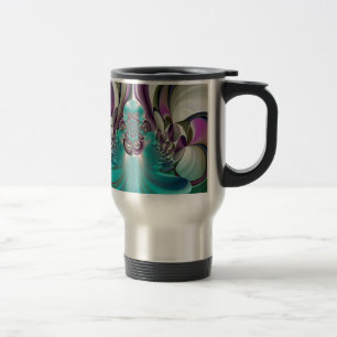 Caneca Térmica Bela Estampa Abstrata Roxa e Ciano Angelical