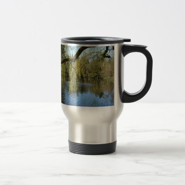 Caneca Térmica belas árvores de salgueiro da primavera junto ao l (Direita)