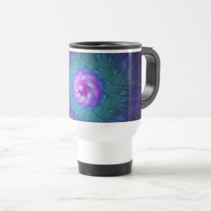 Caneca Térmica Beleza Floral Abstrata Arte Fractal Colorida Flor