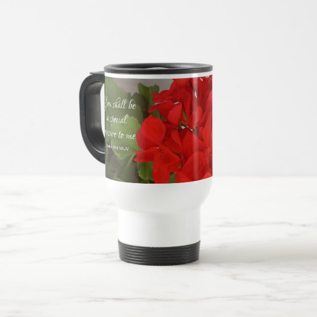 Caneca Térmica Belo Flor Vermelho Bíblia Especial do Tesouro Vers (Frente Esquerda)