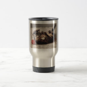 Caneca Térmica Berço de Gato, Um Gato Brincando com Novelo de Lã